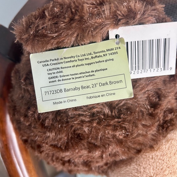 NWT Creature Comforts Soft Stuffed Brown Teddy Bear with Gold Satin Bow - Picture 6 of 6